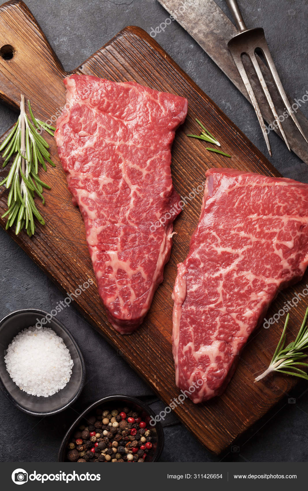 Raw Marbled Beef Steak Stock Photo C Karandaev