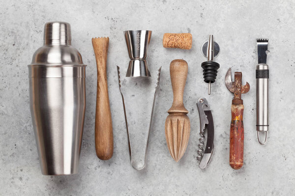 Cocktail utensils. Set of bar tools