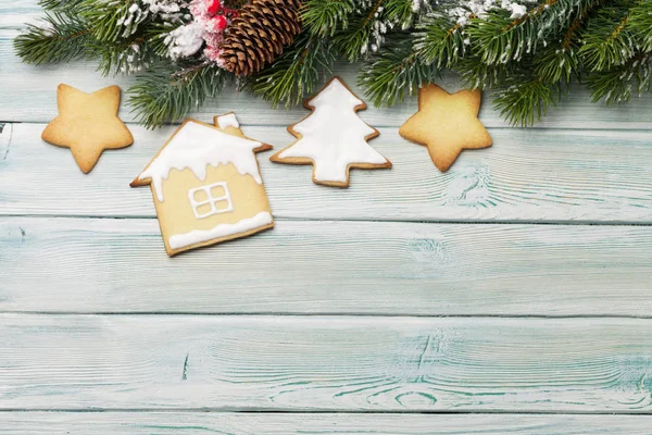 Χριστούγεννα ευχετήρια κάρτα με μελόψωμο cookies — Φωτογραφία Αρχείου