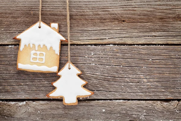 Cartão de Natal com biscoitos de gengibre — Fotografia de Stock