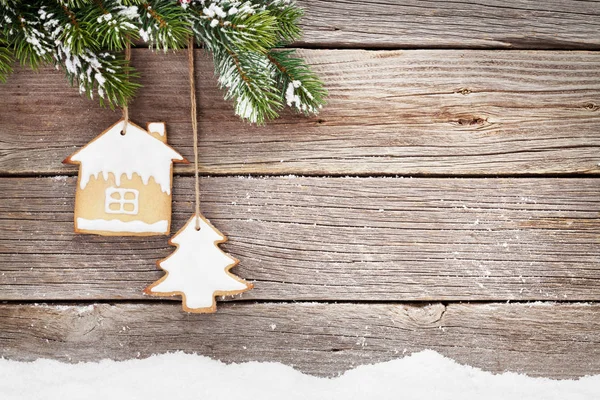 Karácsonyi üdvözlőlap a mézeskalács cookie-kat — Stock Fotó