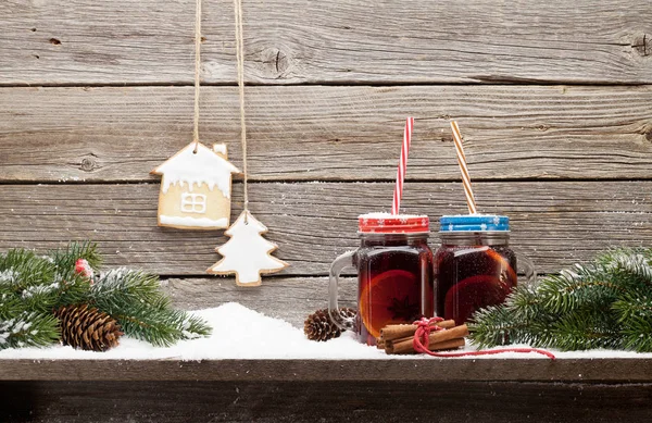 Christmas card with mulled wine — Stock Photo, Image