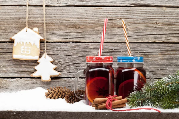 Christmas card with mulled wine — Stock Photo, Image