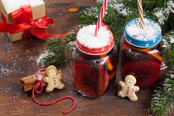 Christmas card with mulled wine — Stock Photo, Image