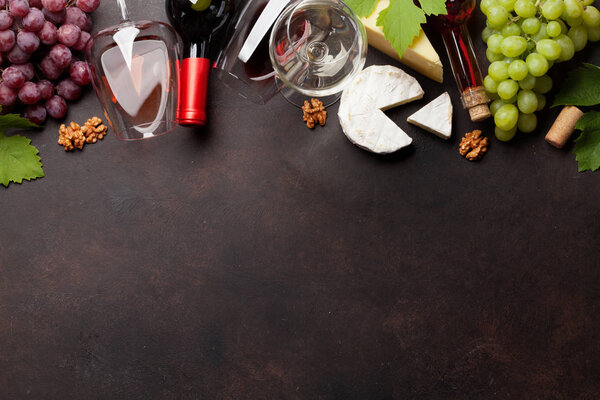 Wine, grape and cheese