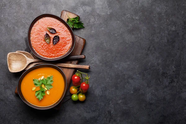 Tomato and pumpkin soup — Stock Photo, Image