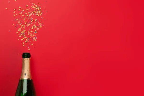 Şampanya şişesi tatil şablonu — Stok fotoğraf