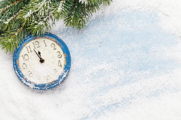 Christmas greeting card with alarm clock — Stock Photo, Image