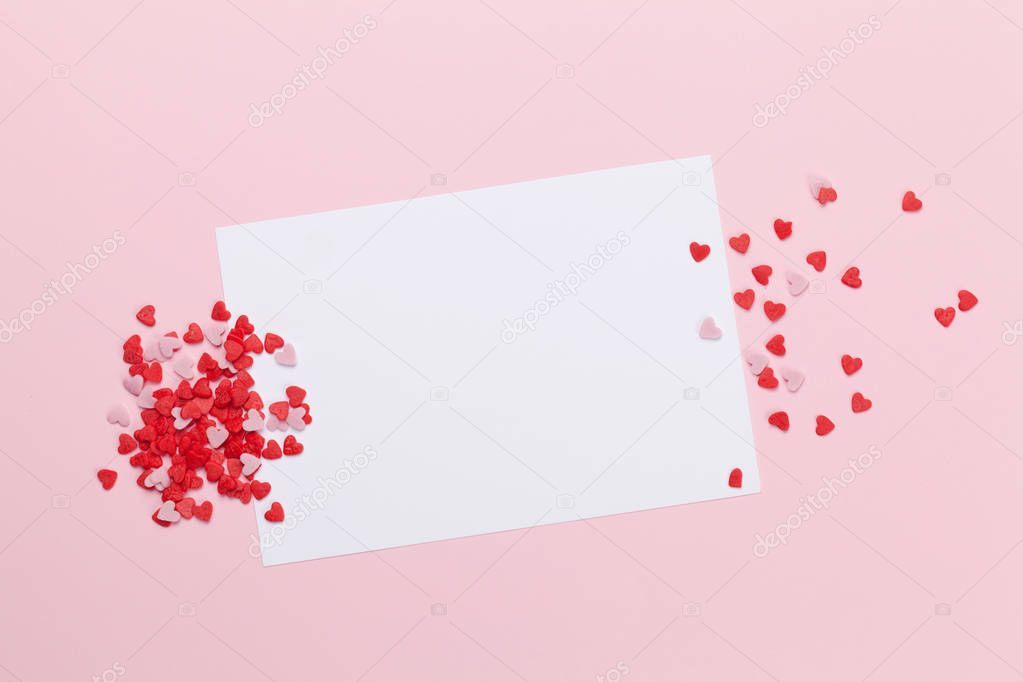 Greeting card with heart shaped sweets holiday template