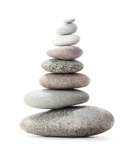 Pyramid Sea Pebbles Isolated White Background Life Balance Harmony Concept — Stock Photo, Image