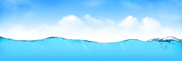 Sommer Tropische Meereslandschaft Mit Unterwasserraum Und Himmel Mit Wolken Weitläufige — Stockfoto