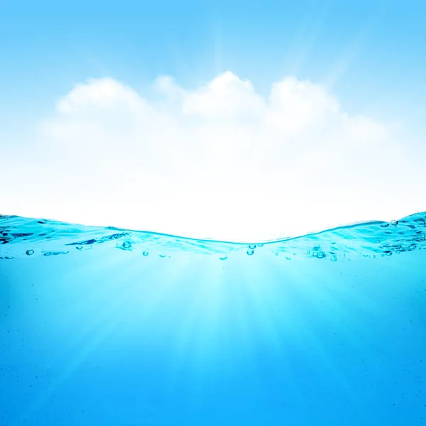 Sommer Tropische Meereslandschaft Mit Sonnigem Himmel Und Unterwasserwelt — Stockfoto