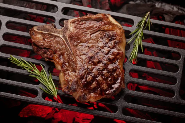 Bone Hovězí Steak Grilu Horní Pohled — Stock fotografie