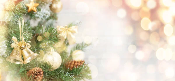 Karácsonyi Üdvözlőlap Díszített Fenyőfával Másolás Helyet Karácsonyi Üdvözlet — Stock Fotó