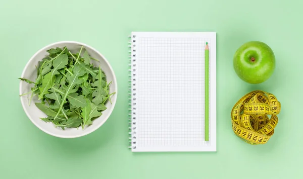 Gezond Eten Wegen Verlies Concept Bovenaanzicht Flat Lag Met Ruimte — Stockfoto