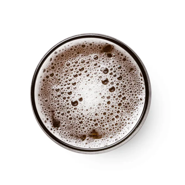 ラガービールグラス 白い背景に隔離されている 最上階平面 — ストック写真