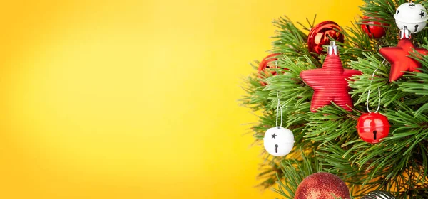 Kerstkaart Met Decorateur Dennenboom Kopieer Ruimte Voor Kerstgroeten — Stockfoto
