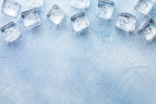 Ice Cubes Water Drops Stone Table Top View Flat Lay — Stock Photo, Image