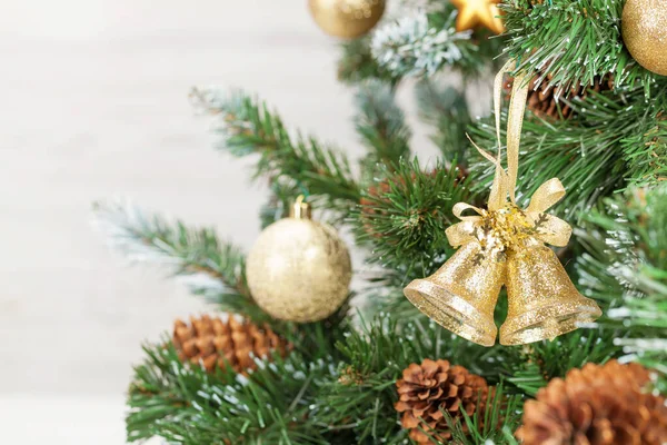 Cartão Felicitações Natal Com Abeto Decorado Espaço Cópia Para Suas — Fotografia de Stock