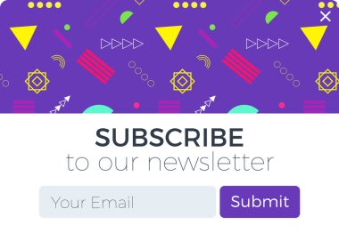 Soyut geometrik desen form arka plan vektör çizim UI Ux tasarımı) metin kutusu ve düğme şablonu abone. Neon renkler arka plan. 