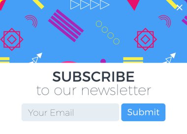 Soyut geometrik desen form arka plan vektör çizim UI Ux tasarımı) metin kutusu ve düğme şablonu abone. Neon renkler arka plan. 