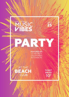 Web banner veya baskı poster yaz plaj partisi için. kulüp ve parti promosyon ve reklam için büyük kavram. vektör çizim vektör arka plan