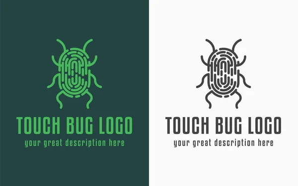 Touch ID logo in the form of the bug. Interesting business idea. Touch bug logo. Logotype design.