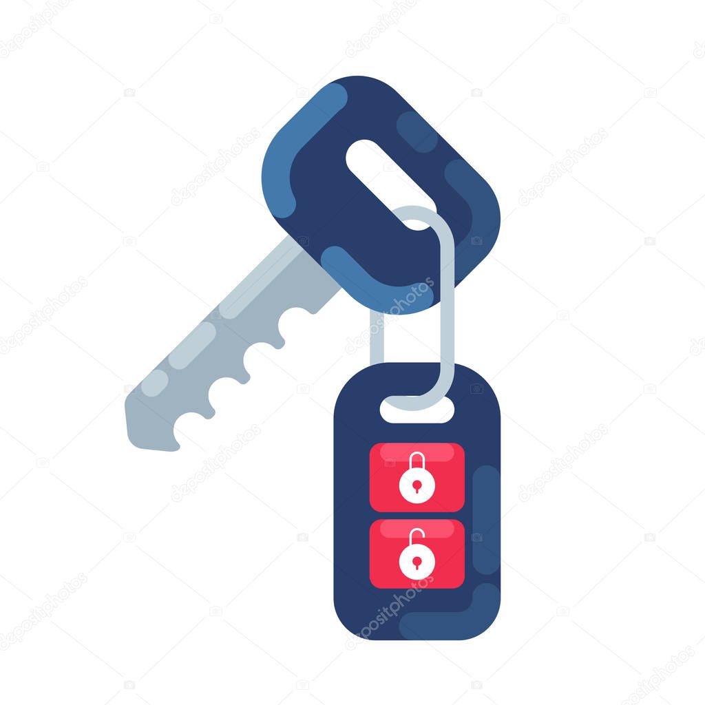 Car key with the holder and unholder flat design illustration. Simple vector. EPS10. 