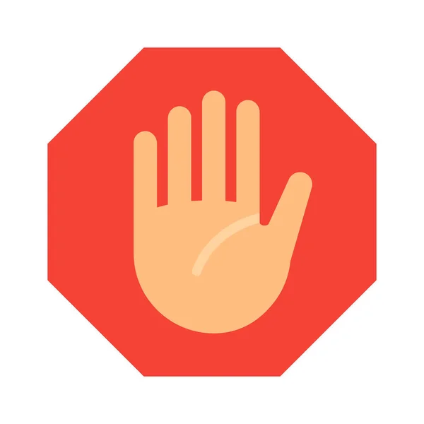 Stop Hand Sign Flat Design Vector Illustration Forbidden Symbol Red — Stock Vector