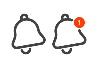 Bildirim çan Icons set. Minimalist tasarımı. Gelen iletileri kavramı. Disturbe simgesi yapmak. Alarm simgesini. 