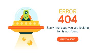 404 hata web sayfası yabancı açık alan ve uzay gemisi ile kavramı. Çok yaratıcı bir fikir. Yapıların altında site için mükemmel. Vektör. Düz.