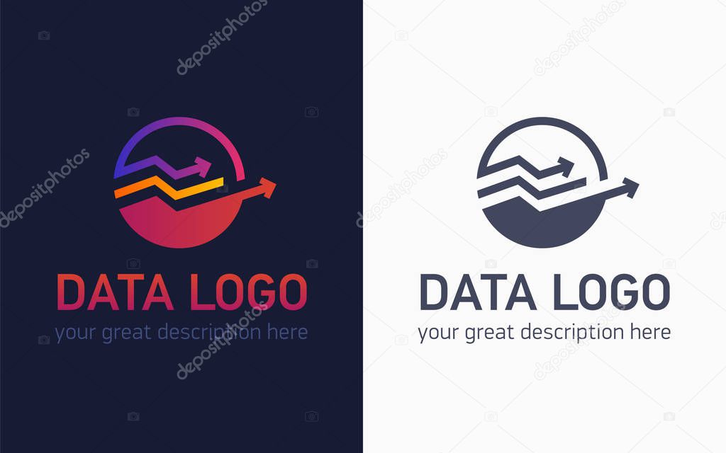 Data logo for business company. The arrows and the blocks figure. Vector design illustration. 