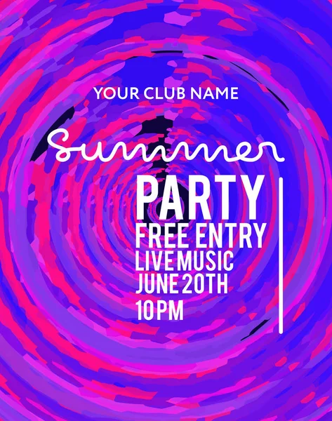 Party Poster Night Club Template Invitation Summer Party Modern Marble — Stock Vector