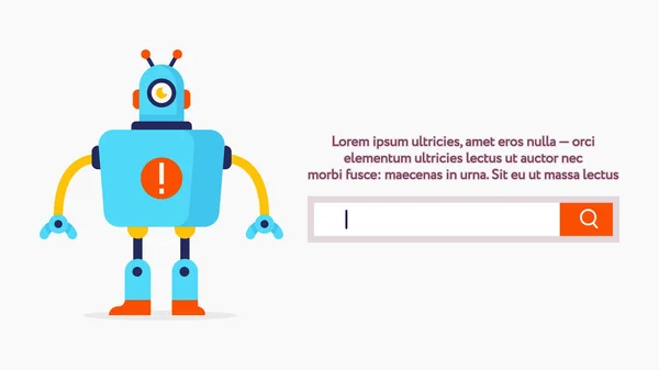 Vyhledávání Webového Formuláře Design Webového Proužku Roztomilý Robot Jednoduché Tvary — Stockový vektor