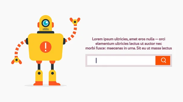Vyhledávání Webového Formuláře Design Webového Proužku Roztomilý Robot Jednoduché Tvary — Stockový vektor