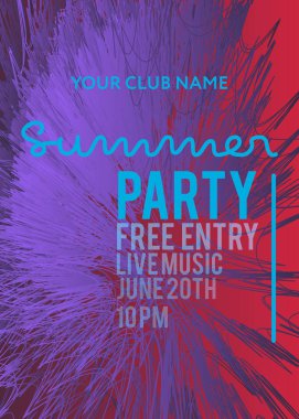 Web banner veya baskı poster yaz plaj partisi için. kulüp ve parti promosyon ve reklam için büyük kavram. vektör çizim vektör arka plan