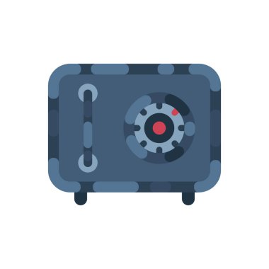 Banka güvenli vektör simgesi. Düz stil kasa izole kapalı. Güvenlik tek izole modern vektör düz tasarım simgesi güvenli kasa. Banka satırı simgesi düz vektör işareti doğrusal sembol stil. Düzenlenebilir kontur