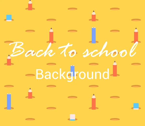 戻る学校 Backround 鉛筆と穴に Erraser 明るい背景 販売コンセプト — ストックベクタ