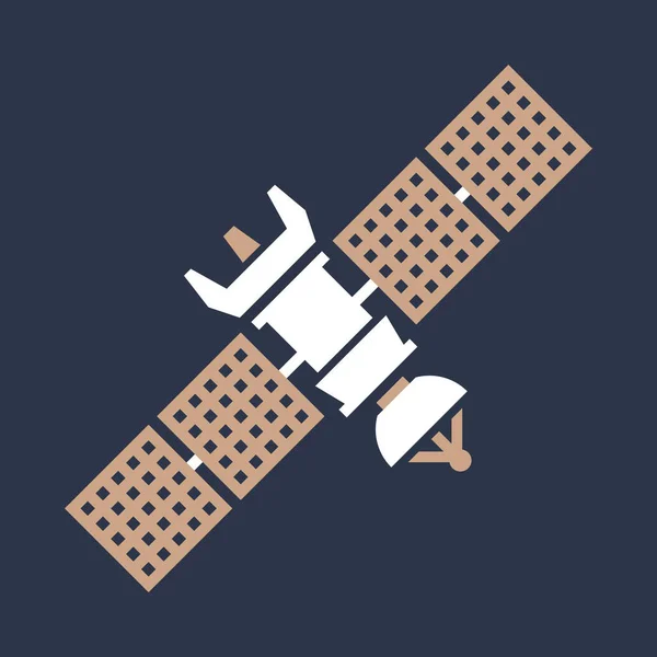 Icône Élite Design Simple Satellite Dans Vecteur Spatial Plat Illustration — Image vectorielle