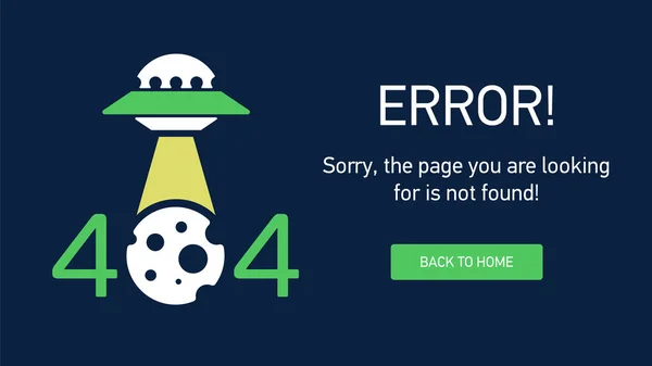 Das Konzept Der 404 Fehlerwebseite Mit Ufo Raumschiffen Sehr Gute — Stockvektor