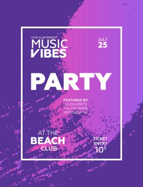 Gece parti sanat olay promosyon afiş şablonu. Fırça fiber etkisi arka plan. Gu gece bayanlar gecesi, karaoke partisi, derin trance müzik. Yaz partisi. 