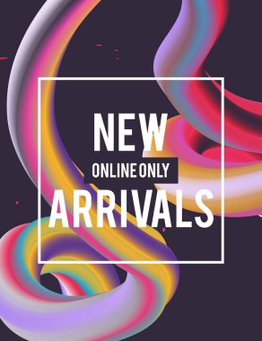 Reklam özel teklifler için Satılık web şablonu afiş. Sıvı renkleri farklı formları içinde. Yeni gelenler kavramı Internet için sahil yolu saklar. Yeni gelenler afiş web. Arka plan. 