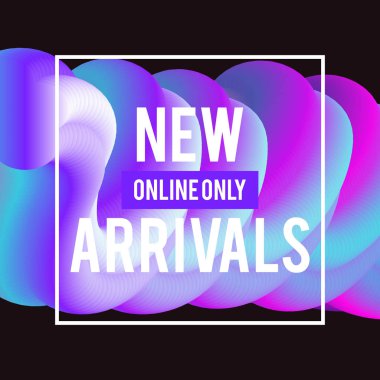 Reklam özel teklifler için Satılık web şablonu afiş. Sıvı renkleri farklı formları içinde. Yeni gelenler kavramı Internet için sahil yolu saklar. Yeni gelenler afiş web. Arka plan. 