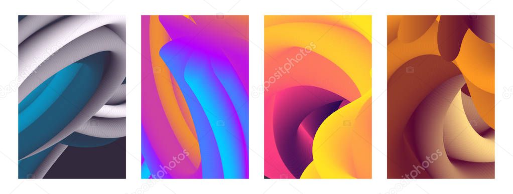 Set of abstract color cover. Abstract gradient background. Wave blend pattern. Fluid shapes composition. Futuristic design posters. Eps10 vector.