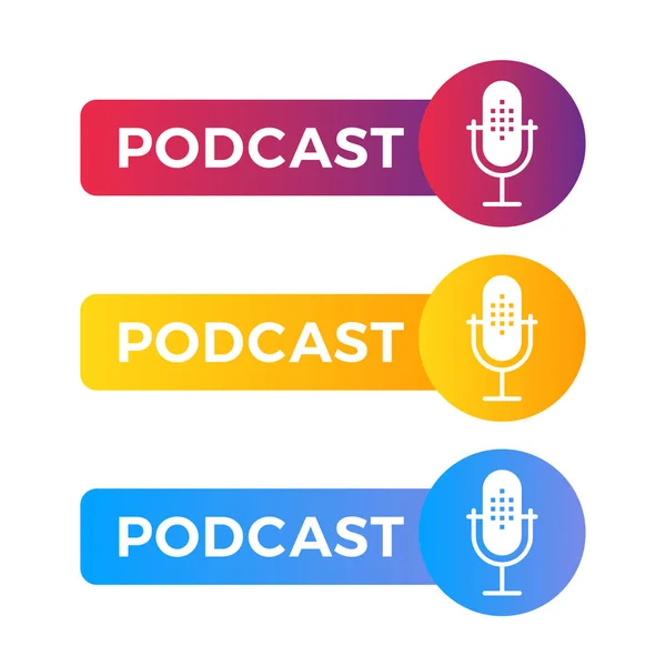 Podcast Radio Icon Illustration Studiotischmikrofon Mit Sendetext Auf Sendung Webcast — Stockvektor