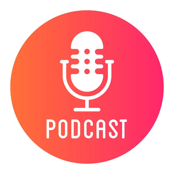 Podcast Radio Icon Illustration Studiotischmikrofon Mit Sendetext Auf Sendung Webcast — Stockvektor