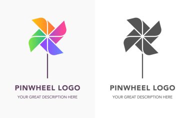 Fırıldak logo düz tasarım vektör çizimler. İki değişik siyah ve beyaz bir arka plan üzerinde izole renkler. 