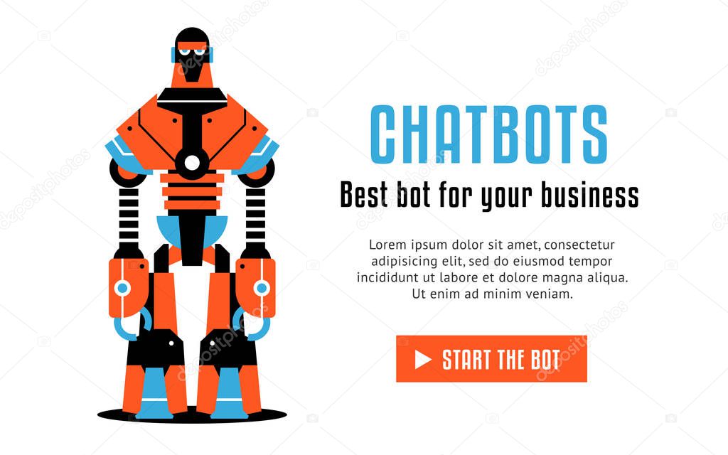 The chat bot vector design illustration. Modern flat style. Chat bot icon . Logo design. UI UX element for web design. 