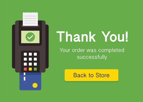 Página Web Saludo Con Terminal Pos Transacción Exitosa Diseño Pop — Vector de stock