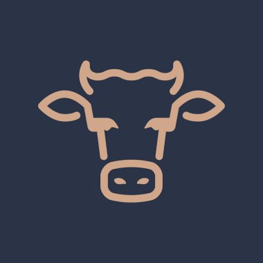 İnek baş sanat illüstrasyon satır. Basit tasarım. Düz tasarım. Logo, logo, simgesi. 